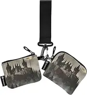 [XYMZR] Halloween Castle Moon Mini Zip Around Wristlet keychain Wallet for Women Personalized Pattern Detachable Dual Pouch Wristlet Portable Wallet Phone Coin Purse, Multi-colored, One Size