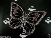 SIGNED SWAROVSKI AMETHYST PAVE CRYSTAL BUTTERFLY PIN ~ BROOCH NEW WITH TAGS