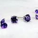 魅紫圓形爪鑲耳環 5mm 單鑽鋯石 925純銀耳環 ART64