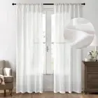 Dreaming Casa White Linen Semi Sheer Curtains 84 inches Long, Light Filtering...