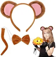 Luxshiny 1 Set Monkey Costume Set Monkey Ears Headband with Bow Tie Tail Animals Costume Set Animal Cosplay Costume Animal Fancy Dress Costume Kit for Halloween Party