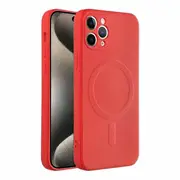 For Apple iPhone 13 Pro Max MagSafe Magnetic Silicone Silky Soft Touch Full Protective Anti Scratch Case Cover (Red)