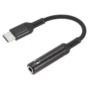 USB Type C to 3.5mm Headphone Jack Adapter USB C to Aux Audio Cord 5.3" Black