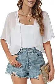 Gosunny Damen Festlich Bolero Shrugs Sommer Elegant Strickjacke Chiffon Kurzarm Lässige Cardigan