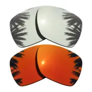 Silver Mirrored&Orange Red Replacement Lenses for-Oakley Deviation Polarized
