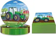 BHNACIER Tractor Birthday Party Plates and Napkins for 20 Guests 40 Pcs Tractor Party Supplies Disposable Tableware Set Tractor Paper Plates Napkins for Farms Theme Birthday Party Supplies
