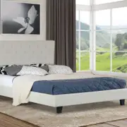 Istyle Chester King Bed Frame Fabric Cream