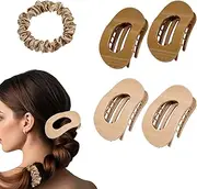 4 PCS Hair Clips for Women, Flat Claw Clips for Lying, Non-Slip Clip for Thick Thin Hair, Large Strong-Hold Claws for Styling, Light Cute Women Girls Kids, Coffee Clips(Hair Band Diamonds)