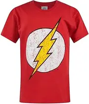 [DC Comics] Vanilla Underground Flash T-Shirt for Boys Distressed Logo Short Sleeve Children’s Superhero Red Top 7-8 Years