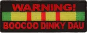 [Generic] Warning! Boocoo Dinky Dau Vietnam Vet 4" x 1.5" Iron-on Patch