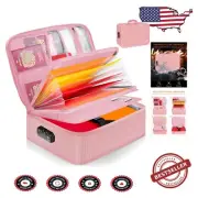 Elegant Pink Fireproof Document Box - Portable & Waterproof Storage Solution
