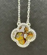 TOP QUALITY SERICHO PALLASITE METEORITE CLOVER PENDANT
