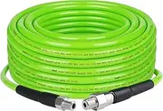 Kink Resistant Power Washer Hose 50 FT 1/4 Inch 4000 PSI, Ufixed Sewer Jetter Kit for Flexible High Pressure Washer Hose Extension Connector, Fit to All Electric and Gas High Pressure Washer Green