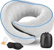 Askan Travel Neck Pillows Head Chin 360°Support Adjustable,100% Pure Memory Foam Neck Pillow Soft & Supportive, Ergonomic Travel Sleep & Rest Pillow with Compact Pouch for Airplane,Recliner,Home,Car