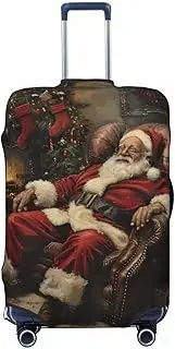 [CADREWY] Xmas Print Travel Suitcase Cover Luggage Protector with Elastic Anti Scratch for Carry On, Black, Medium