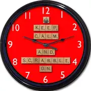 Scrabble Wall Clock Keep Calm and Scrabble On Word Board Game Tiles New 10"