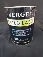 BERGER DULUX 15 LITRE GOLD-LABEL ACRYLIC-SEALER-UNDERCOAT NATURAL- WHITE paint