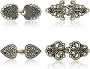 [UAIAGM] 4PCS Cloak Clasp Sweater Closure Fastener Vintage Cape Clips for Cardigans Shawl Collar Brooch Pins Cardigan Closures to Hold Together Retro Clothing Scarf Slides for Women Dress Shirt Pin,