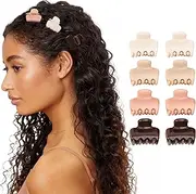 Kitsch Recycled Plastic Puffy Mini Claw Clips, Small Hair Clips for Women Girls, Thick and Thin Hair, Hair Accessories, 8pcs (Assorted)