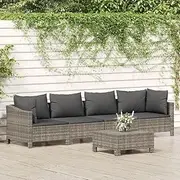 Patio Furniture Sets 5 Piece Garden Lounge Set with Cushions Grey Poly Rattan