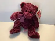 Russ Berrie & Co Plush Teddy Bear Poppy 9.5" Bear Burgundy 20856