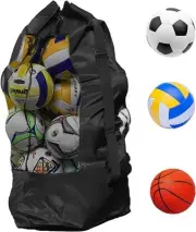 Extra Large Ball Bag Heavy Duty Mesh Soccer Ball Bag, Drawstring Bags Hold