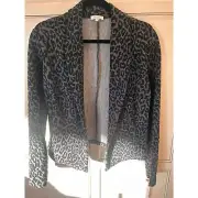 Weston Grey/Black Animal Print Open Front Cardigan Blazer NEW M 4-8 BOGO