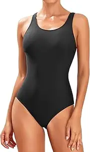 [Tempt Me] Women Athletic One Piece Swimsuits Sporty Racerback Bathing Suits Full Coverage Modest Swimwear