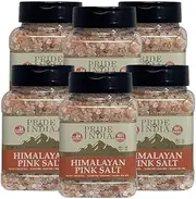 [Pride Of India] PACK of 6 - Dark Himalayan Pink Salt Crystals w/ 84+ Natural Minerals, Coarse 4-5mm - 1 Pound (16 oz) Dual Sifter Jar - Use in Cooking and in Grinders - Superb Value-Authentic Flavor