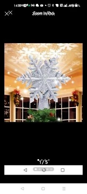 Christmas Tree Topper, Snowflake Christmas Tree Topper Lighted with 3D Magic...