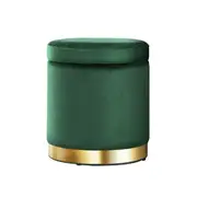 [Unbranded] Artiss Ottoman Storage Foot Stool Round Velvet Gre