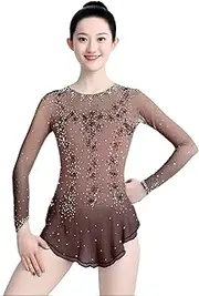 [Zagitova] Ice Skating Dresses for Women, Long Sleeved Hook Finger Competition Performance Costume Stretchy