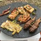 Korean Grill Pan 14.2in Nonstick Round BBQ Griddle Korean Barbecue Plate For EM