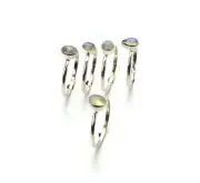 WHOLESALE 5PC 925 SOLID STERLING SILVER WHITE RAINBOW MOONSTONE RING LOT b902