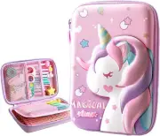 Unicorn Pencil Case For Girls，3D EVA Large Capacity Cute Pencil Pouch Gift
