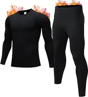 [JZCreater] Thermal Underwear for Men, Mens Long Johns Thermal Underwear Set, Fleece Lined Base Layer for Cold Weather
