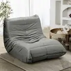 Oikiture Floor Sofa Accent Chair Lazy Couch Foam Frameless Leisure Lounge Grey