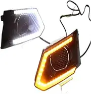 2PCS LED Daytime Running Light Compatible with Nissan Altima Teana 2019 Car 12V LED DRL Fog Lamp with Turn Signal Style Relay