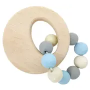 Hess Spielzeug Wooden 9.5cm Rattle Circle Play Toy Baby/Infant 0m+ Natural Blue