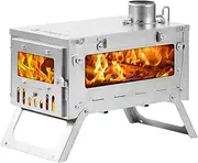 Camping Wood Stove Hot Tent Stove, POMOLY Ti Mini 0.6 Portable Lightweight Titanium Stove for Hiking, Cooking, Heating (Stove Pipe 6.56ft / 2m)