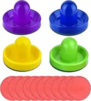Hellery Home Standard Air Hockey Paddles and Pucks, Great Goal Handles Pushers Replacement Accessories for Game Tables
