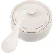 White Ceramic Soup Bowl with Lid Bird's Nest Stew Pot Dessert Hotel
