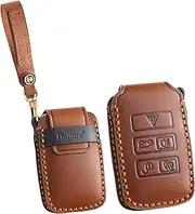ontto Car key cover fit for Range Rover Evoque Sport Velar Discovery 4 for Jaguar F-Pace F-Type XJ XF XE handmade leather key case holder keyring key chain Smart Key Shell protector Accessories