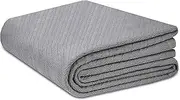 COTTON CRAFT Soft Cotton Thermal Blanket - Plush Herringbone Twill - All Season Luxurious Breathable Skin Friendly Lightweight Cooling Throw Blanket - Sofa Couch Travel Camping Dorm - Full Queen Grey