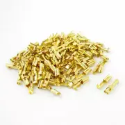 A● 100 Pcs Gold Tone 3.1mm Wide Female Spade Crimp Terminal Connectors