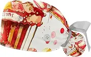 [YTYVAGT] 2-Pc,Gourd-Shaped Working Cap,Fisherman Hat with Buttons and Cotton Sweatband,Circus Themed Pattern