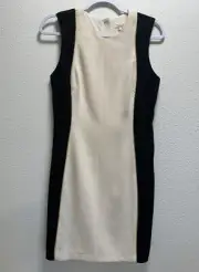 Rag & Bone Dupont Midi Dress Back Zip Gold Trim Sleeveless Lined Ivory Size 6