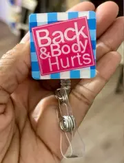 Back & Body Hurts, RN, School Nurse, ER NURSE, NURSE, ID Badge Holder