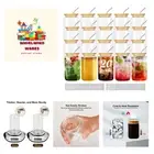 20Pcs Set] Glass Cups With Bamboo Lids And Straws,16Oz Glass Water Bottles Gl...