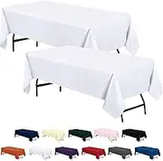 Utopia Kitchen Rectangle Table Cloth 2 Pack [60x102 Inches, White] Tablecloth Machine Washable Fabric Polyester Table Cover for Dining, Buffet Parties, Picnic, Events, Weddings and Restaurants